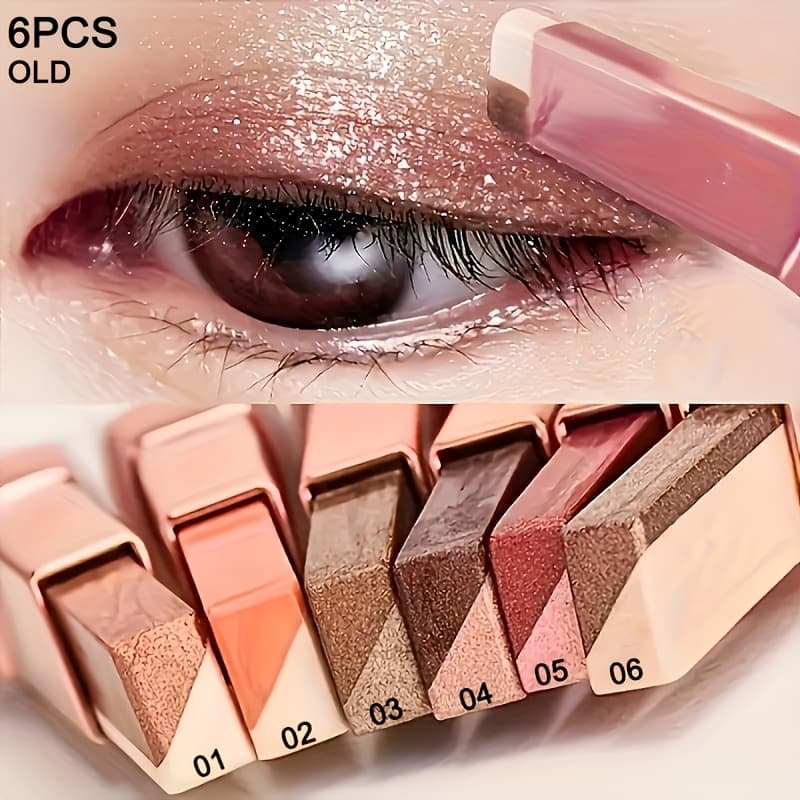 TEMU 6pcs Two-color Eye Shadow Stick, Durable, Waterproof, Non Fading, Non Smudging, Essential Cosmetics, Perfect Gift For