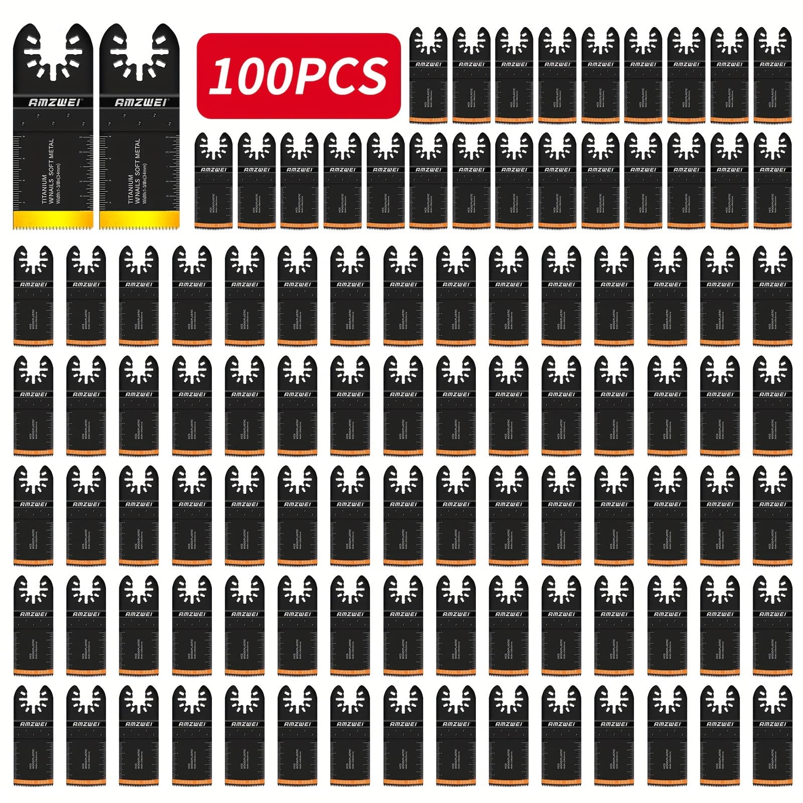 TEMU 100pcs Multi Tool , Titanium And Hcs Professional Oscillating Saw For Wood , Curved Edge Oscillating Tool