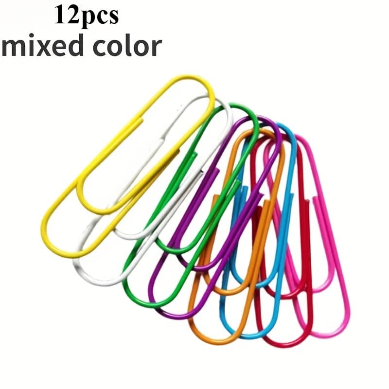 TEMU 12 Oversized Color Coated Paper Clips-extra Large Paper Clips Suitable For Office And Study Document Organization
