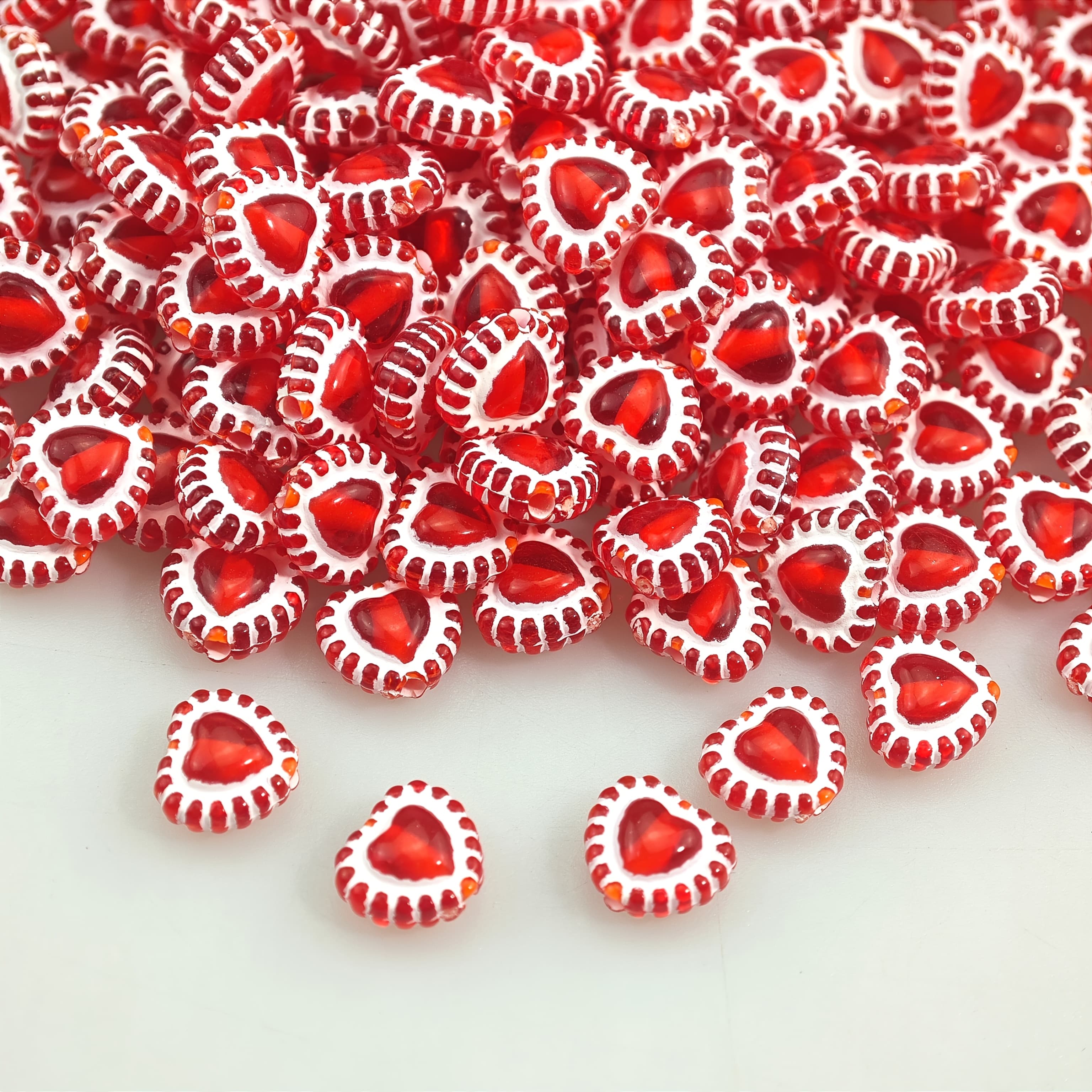 TEMU 100pcs Ruby Red Heart-shaped Acrylic Beads For Jewelry Making, Decoration And Creation, Earrings, Necklace, Pendant, Etc