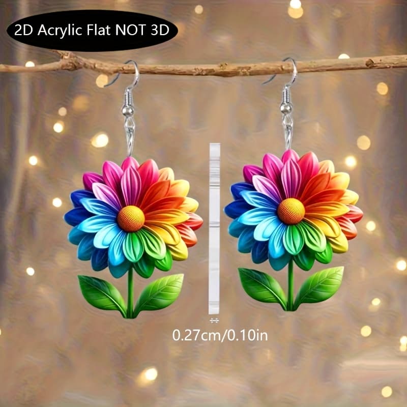 TEMU 2d Plane Sunflower Fashion Elegant Luxury Simple Earrings Party Commemorative Jewelry Versatile Exquisite Christmas Birthday Gift