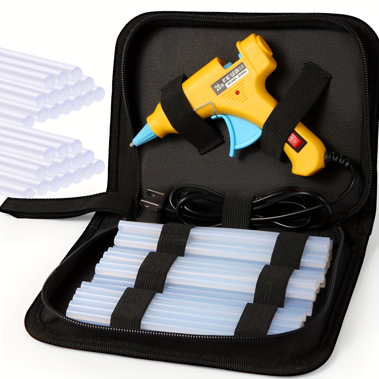TEMU 20w Yellow Hot Melt Glue Gun Kit With 30pcs 0.27x5.9 Inches (7x150mm) Glue Gun Sticks For School Crafts Diy Arts And Repairs
