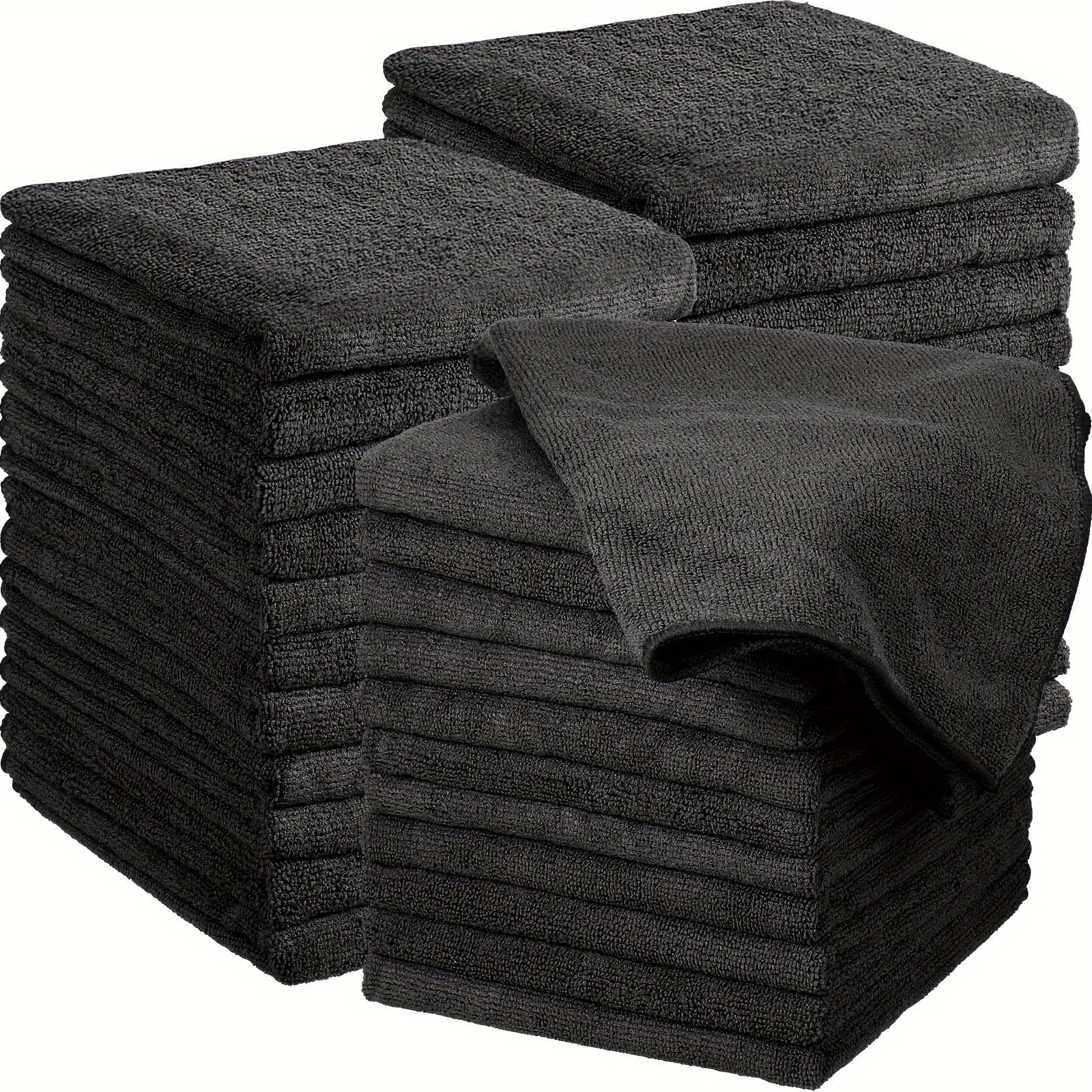 TEMU 26 Packs Of Bleach Proof Salon Towels Absorbent Microfiber Towels Bleach Resistant Towels For Gym Shaving Shampoo Home Hair Drying 16 X 28 Inches (black)