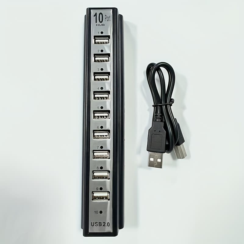 TEMU 10-port Usb Compatible For Macbook/pc/laptop - Charging & Data Transfer Usb- With 10-device, Plug-and- Adapter (compatible With Usb Devices)