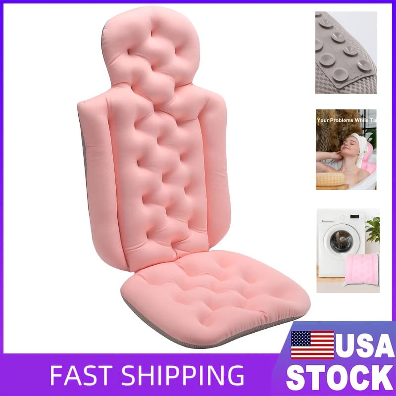 TEMU Adult Bath Mat, 96 Non-slip Suction Cups, Light, Breathable And Quick-drying, Supports Waist And Head, Bath Pillow, , Gift For (pink)
