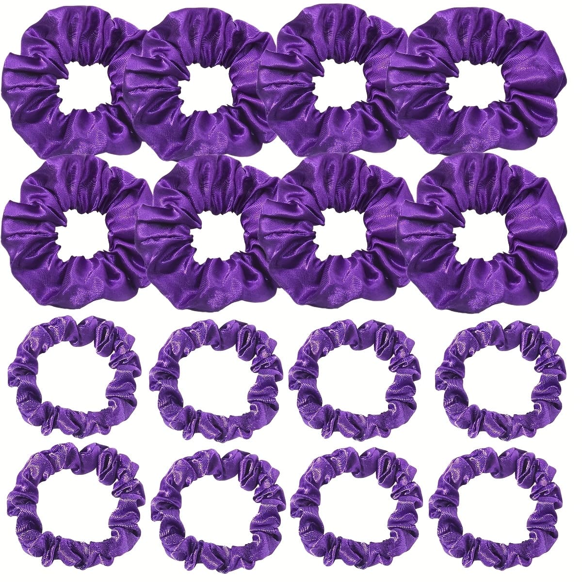 TEMU 16pcs Purple Easy Elegant Satin Hair Ties Scrunchies Large Scrunchie Small Scrunchie Set