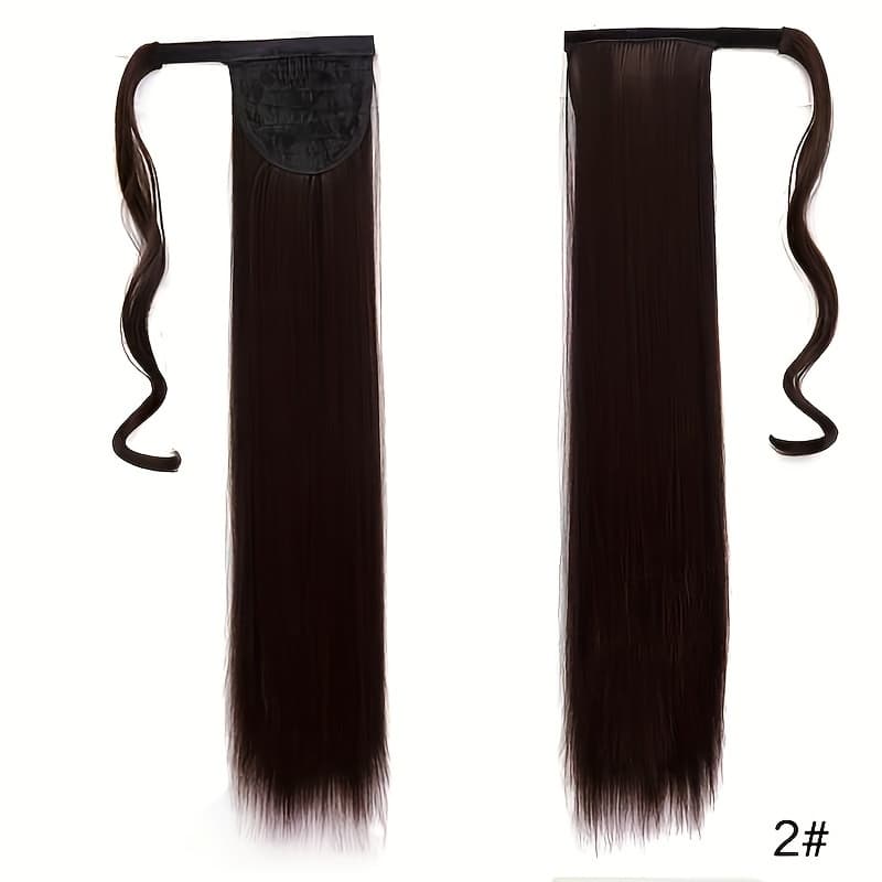 TEMU Long Straight Ponytail Wig Heat-resistant Synthetic Fiber Wig For Women Easy And Soft Suitable For Daily Wear