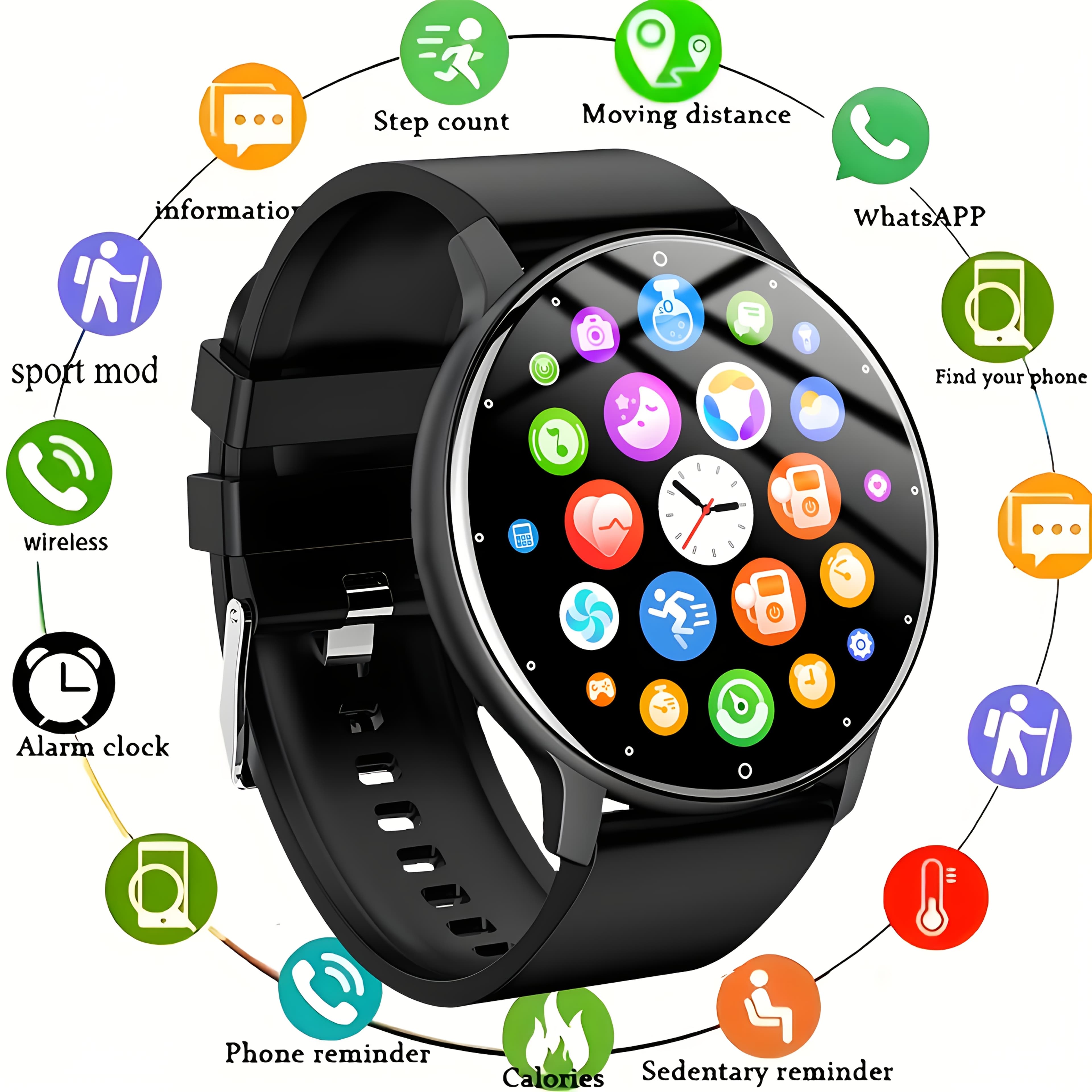 TEMU Smartwatch Compatible For For With Fitness , /sleep Monitor, 1.28'display, Step Counter & Distance - Smart Watch, Ideal For Running, Gym, Daily Activity