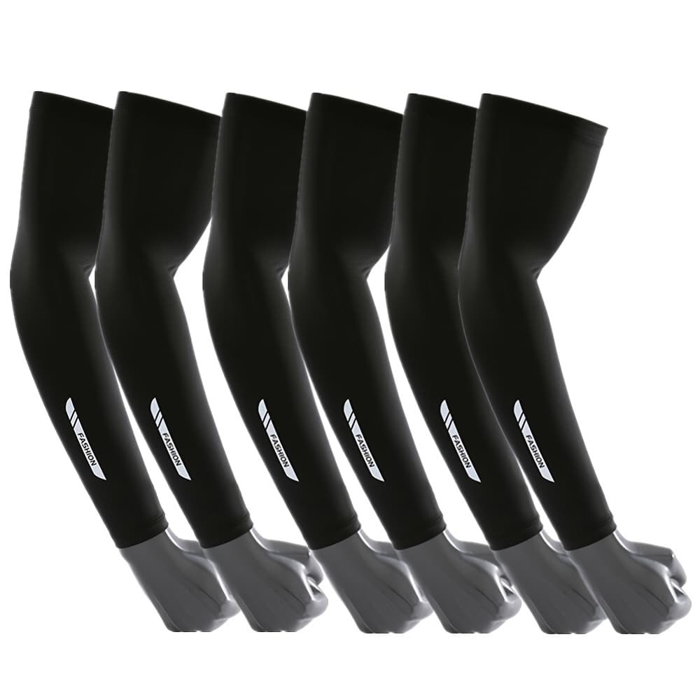 TEMU 3 Pairs Men's Moisture-wicking Arm Sleeve Set, Quick-drying, Breathable, For Running, Cycling, Fishing, Outdoor Sports