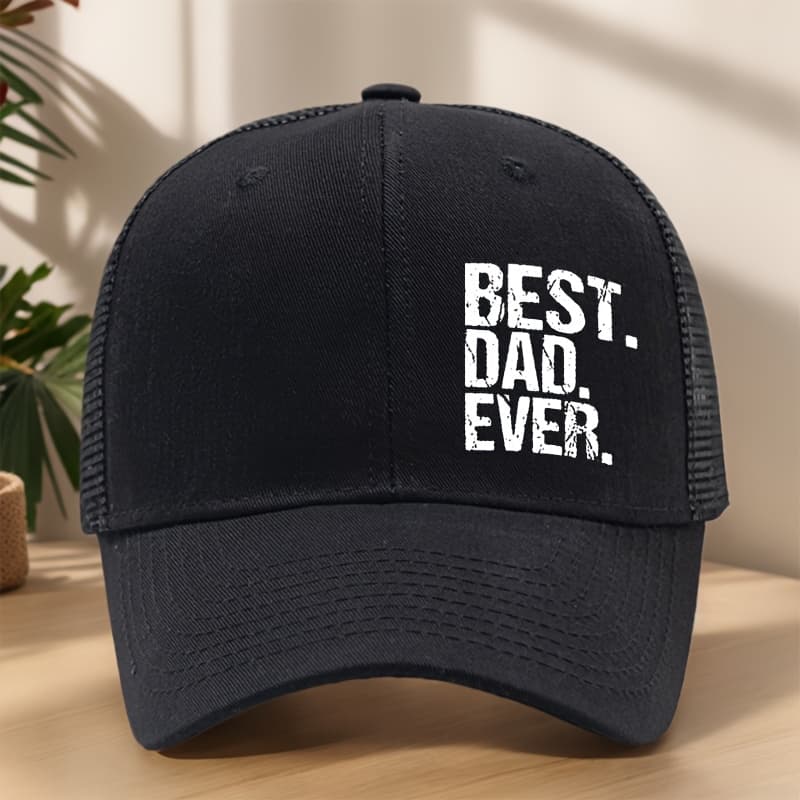 TEMU Makefge Best Dad Ever Adjustable Mesh Baseball - Breathable, Lightweight Trucker Hat For Outdoor Sports, Camping, Fishing, And, Camping Headwear | Breathable Fabric, Camping Accessories