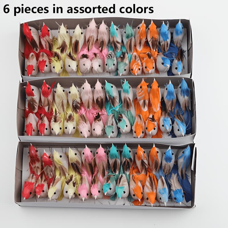 TEMU 6pcs Set Of Handmade Miniature Realistic Birds, Featuring Cute Shapes And . Suitable For Courtyard Decoration, Garden , Indoor Home Ornaments, And Outdoor Yard To Enhance Color . Can Be