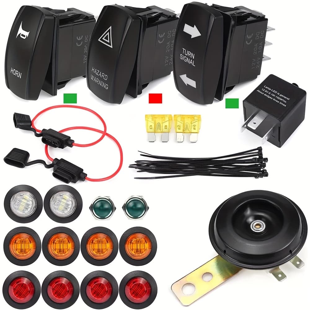 TEMU Rocker Switch Turn Signal Kit. Led Light, Horn, Hazard For 4x4 Project. , , Without Battery