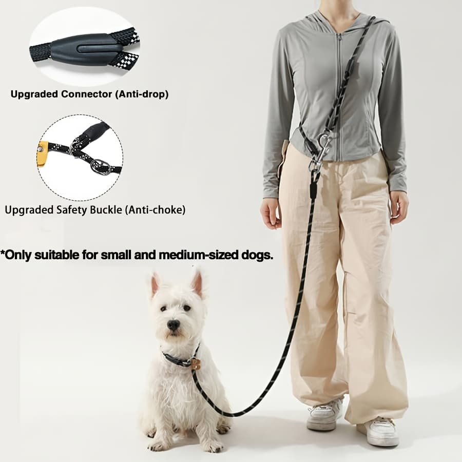TEMU Versatile Dog Leash - Adjustable Crossbody Nylon Traction Rope With Striped Pattern, Ideal For Running & Walking, Comfortable Grip Handle For All Dog Sizes