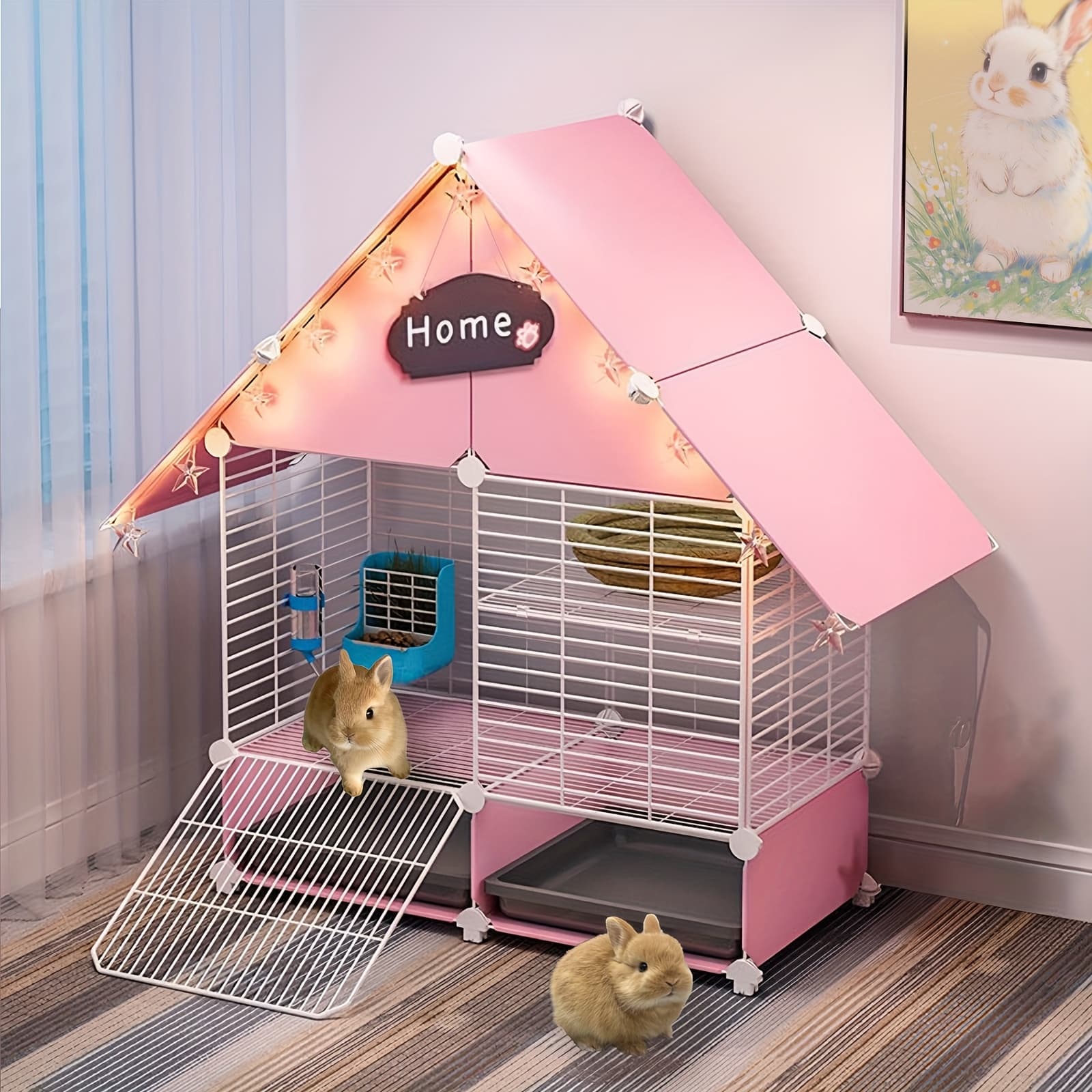 TEMU Cozy Haven For Small Pets: Small Animal Cage Ensuring Durability And Security For Rabbits, Guinea Pigs, And