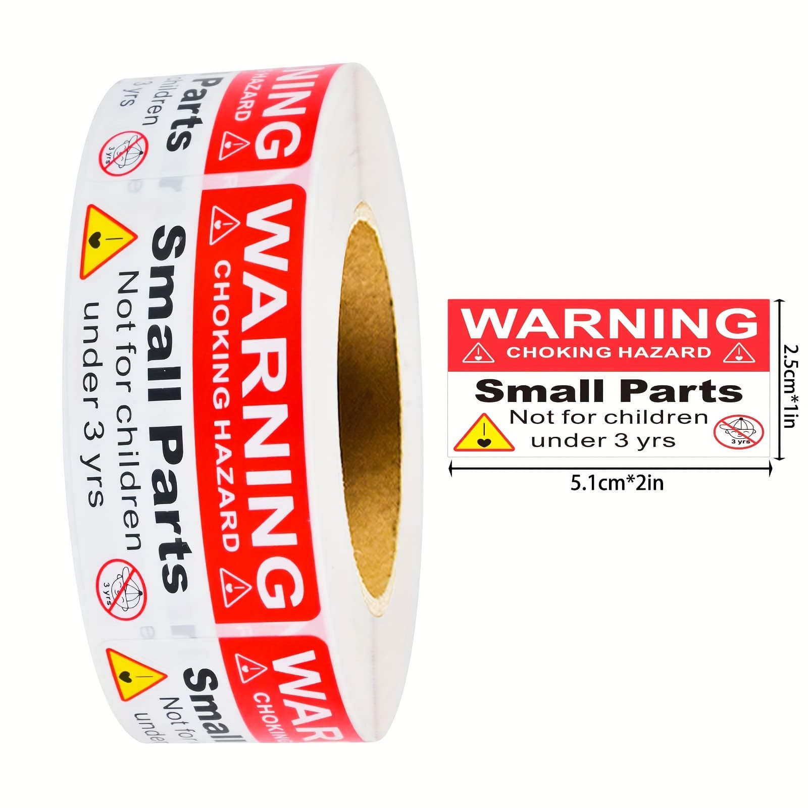 TEMU 500 Pcs Choking Hazard Warning Labels For Packaging – 1x2 Inch Small Parts Adhesive Stickers, English Language, Paper Material