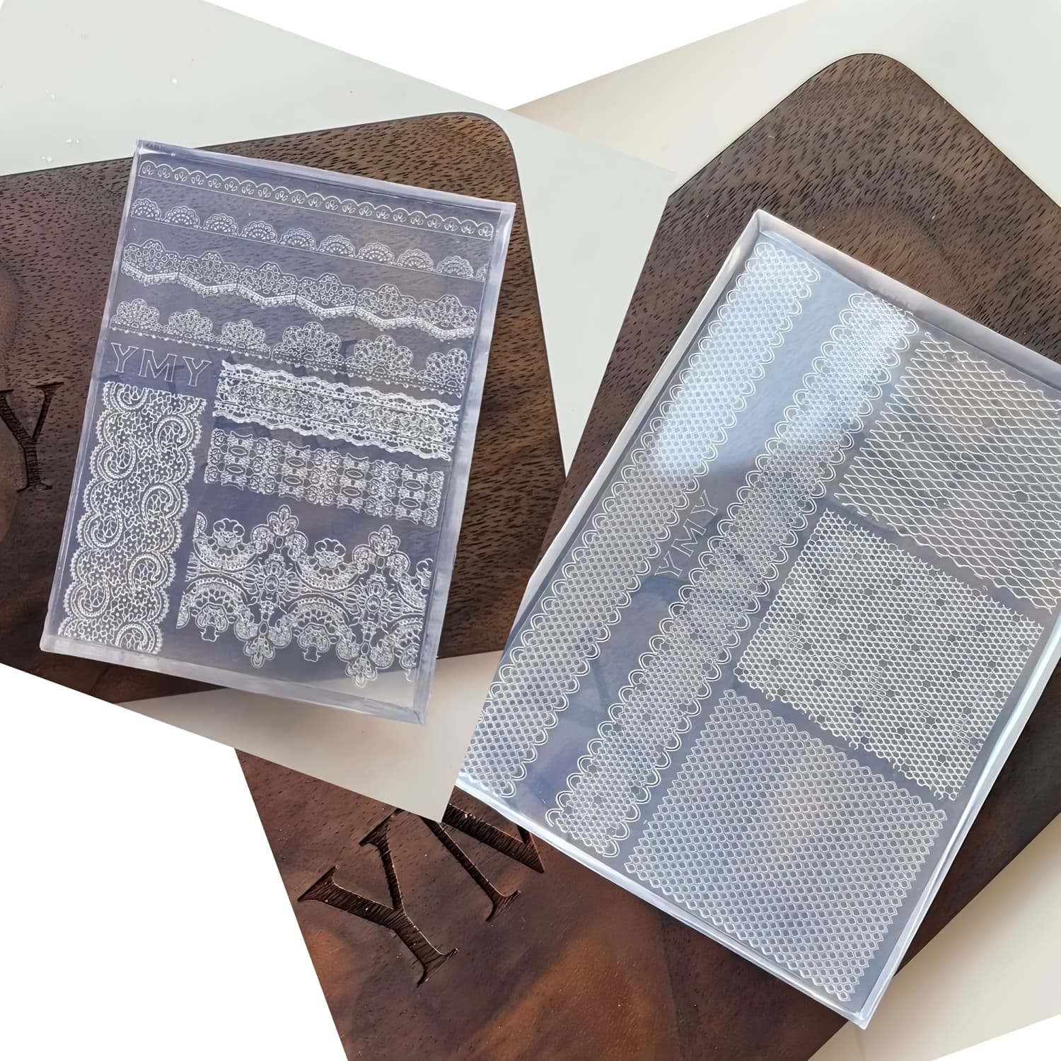 TEMU 2pcs Resin Silicone Mold High Lace Silicone Mold - European Lace Design, Nail Decoration And Wearable Nail Mold Tool, Resin Liquid Mold