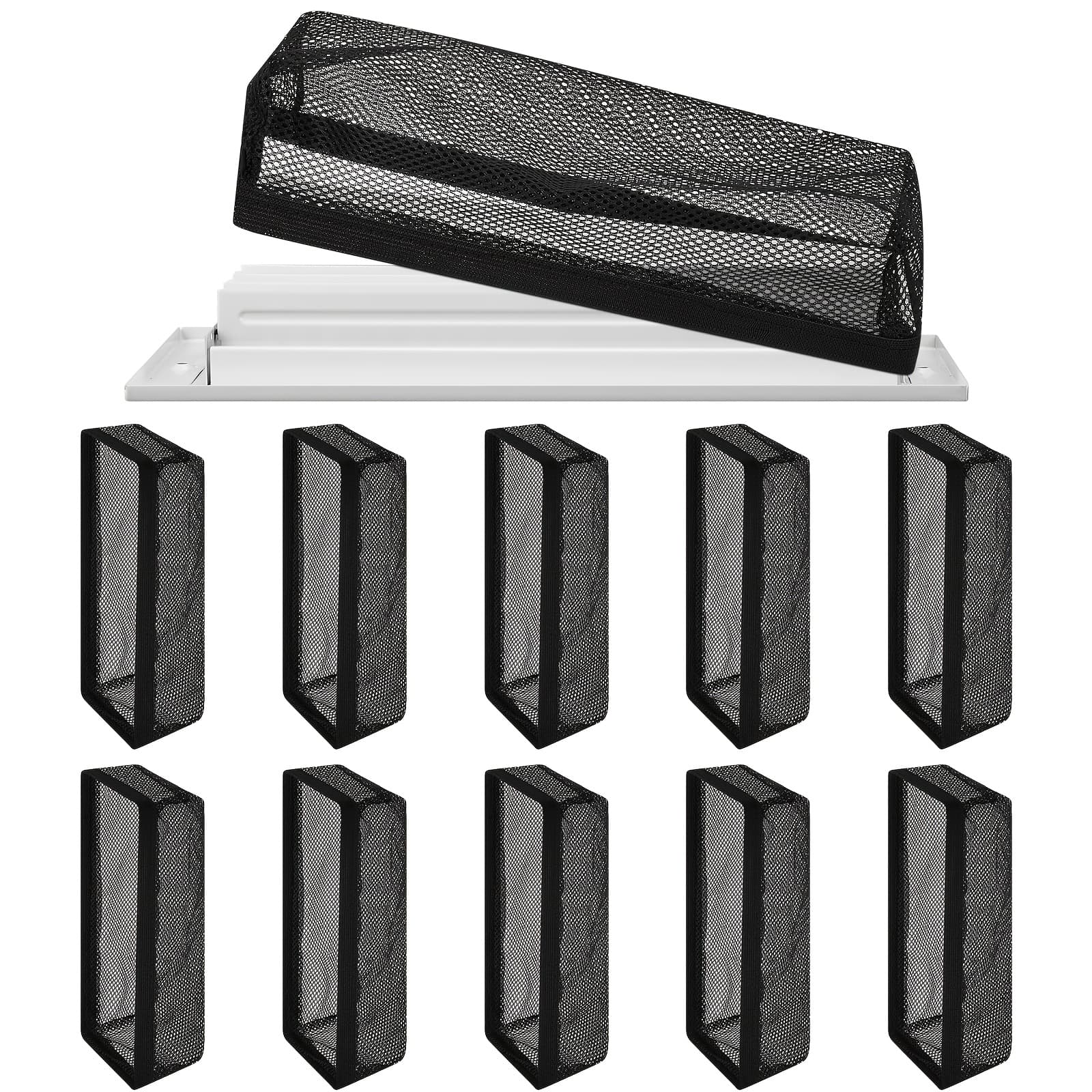 TEMU 12pcs Floor Register Cover Floor Register Trap Cover Screen Vent Screen For Home Floor Register Vent Mesh Elastic Band Filter Floor Register Trap Pet Hair, (black, 4 X 10 Inch)