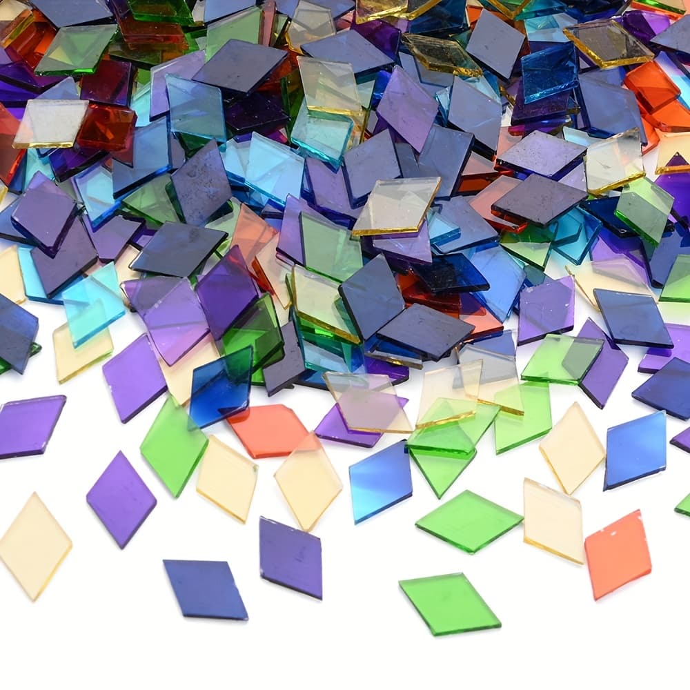 TEMU 100pcs Colorful Glass Mosaics High -assorted Glitter Glass Mosaic Tiles For Craft Supplies - Turkish Lamp And Handmade And Decorative Art Projects