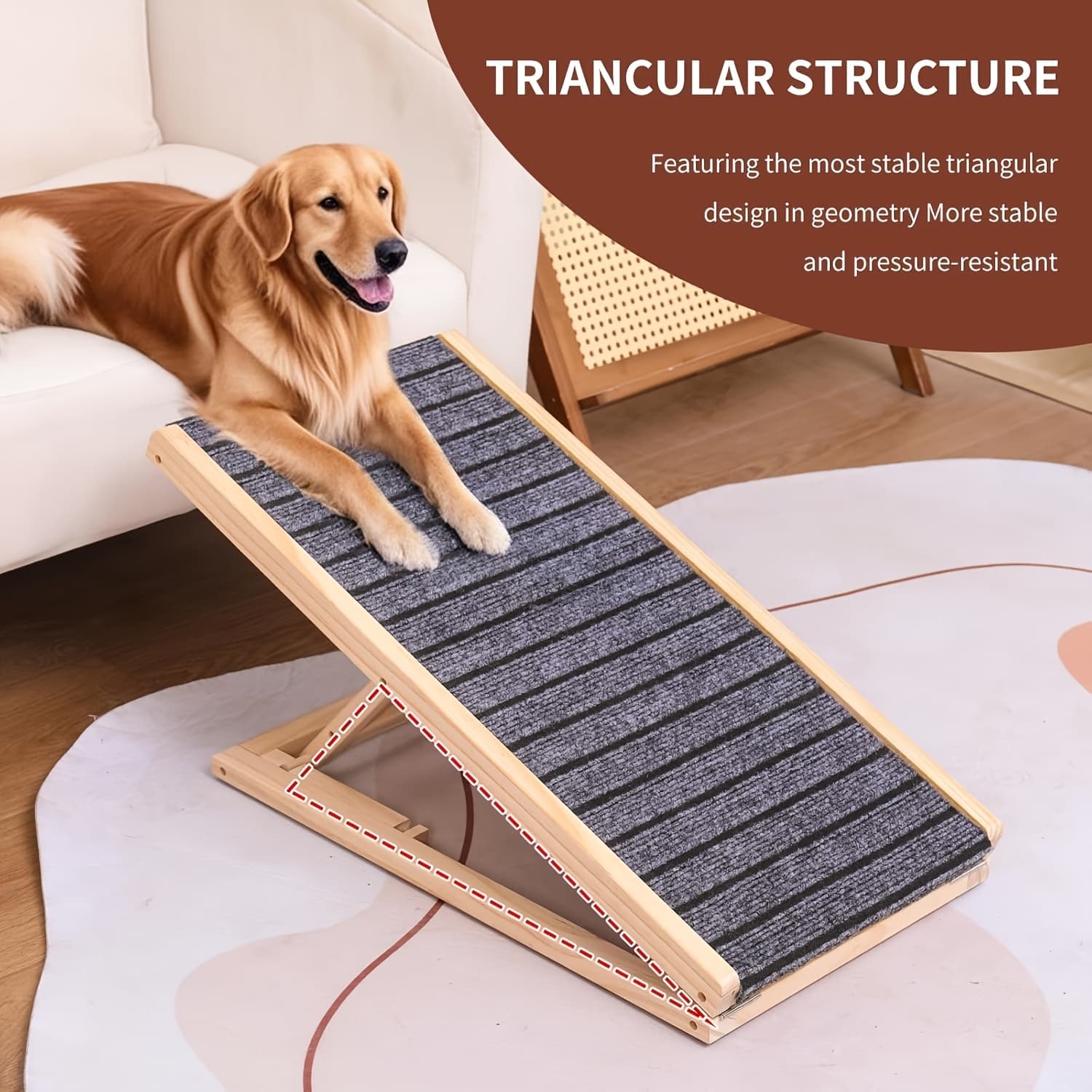 TEMU Pet Ramp Stairs, Compact Pet Stairs Designed For Sofas, Ladder For Dogs And Cats, Suitable For Small And Medium-sized Dogs And Cats, 15.75 Inches High, Adjustable Height And Foldable