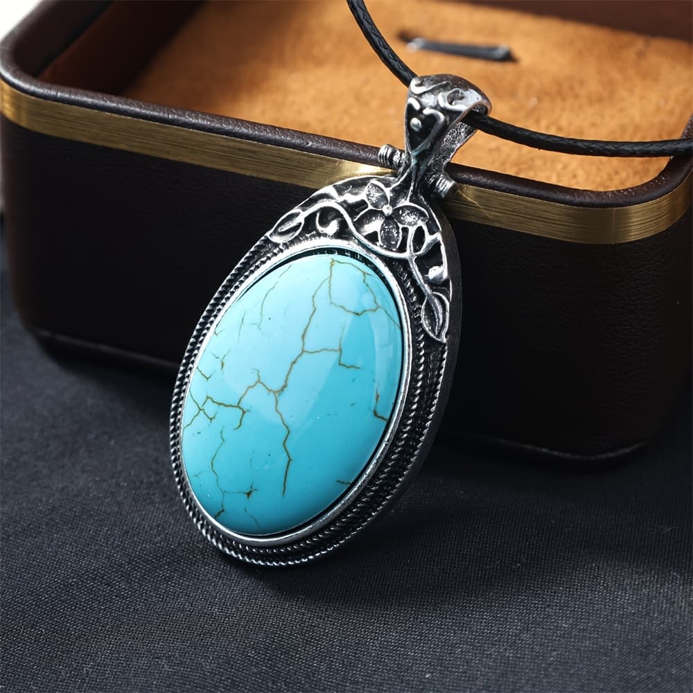 TEMU 1pc Exquisite Fashion Oval Natural Stone Pendant Accessory Popular Matching Necklace Pendant Accessory Birthday Gift