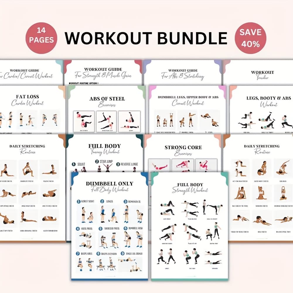 TEMU 14 Sets Of Full Plan, Simple And Convenient Daily Exercise Teaching Plan, Convenient For Daily Full