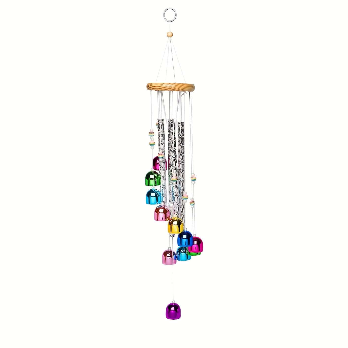 TEMU 1pc Colorful Wind Chimes For Outside With 4 Aluminum Tubes & 11 Bells - Hanging Decor For Garden, Patio, Yard - No Electricity Needed, Soothing Sound For Home & Outdoor Spaces