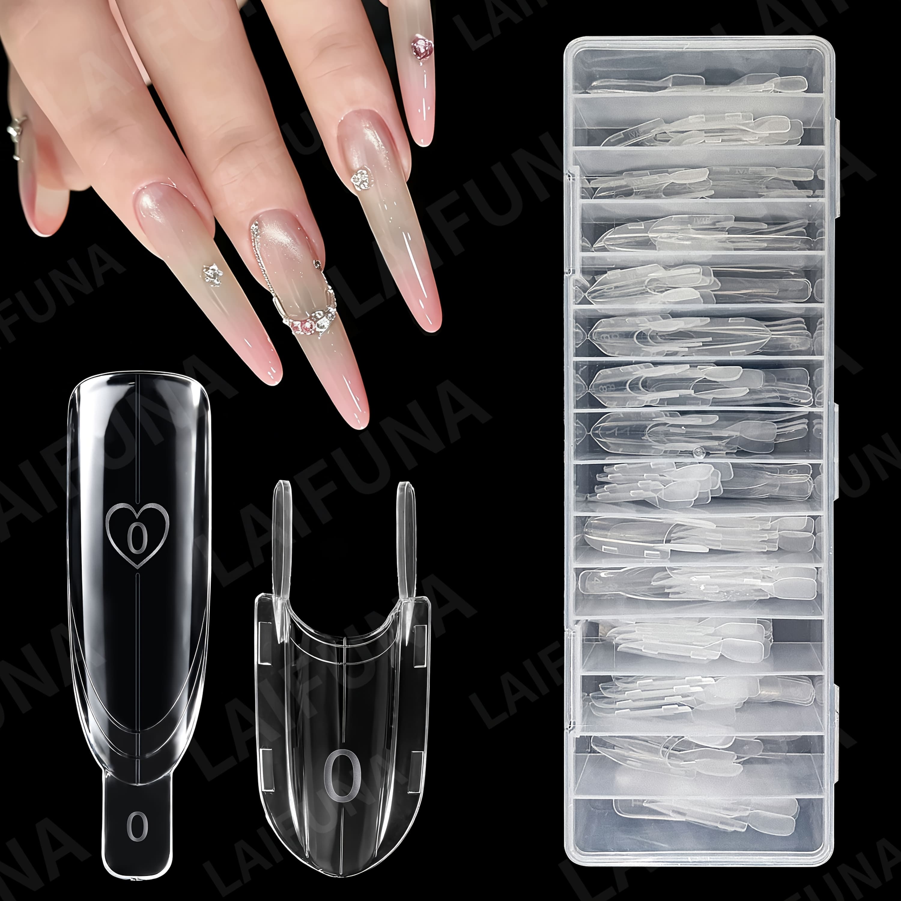 TEMU New Sandwich 105pcs Quick Extension Nail Molds, No Paper Film Needed, 15 Size Molds, Nail Art Tools, Suitable For Beginners, Home Diy Nail Salon
