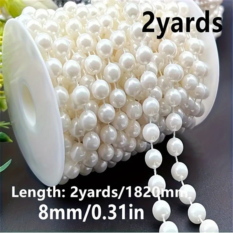 TEMU Diy Handmade White Beads Chain, Flower Bow Chain Accessories, Decoration Packaging, Wedding Party, Jewelry Decoration Accessories