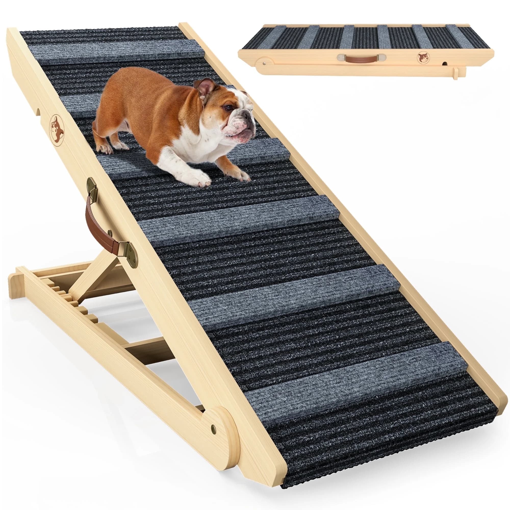 TEMU Dog Ramp For Bed & Couch, Foldable Pet Stairs For Dogs, 41" Long Pet Ramp With 7 Adjustable , Portable Dog Ramp For Car, Non-slip, Easy To Clean