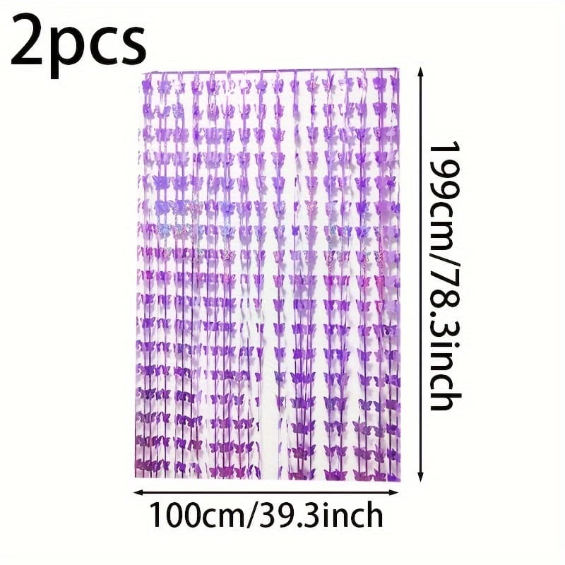 TEMU 2pcs Of Party Birthday Background Decorations Featuring Laser Tassels And Ribbons In Light Purple, A New Colorful Tassel Design Suitable For Parties, , Festivals, Birthdays, Event Backgrounds