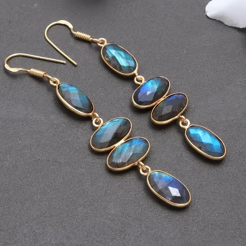 TEMU European And American Popular Bohemian Retro Ethnic Style Party Jewelry Gifts Geometric Long Pendant Earrings