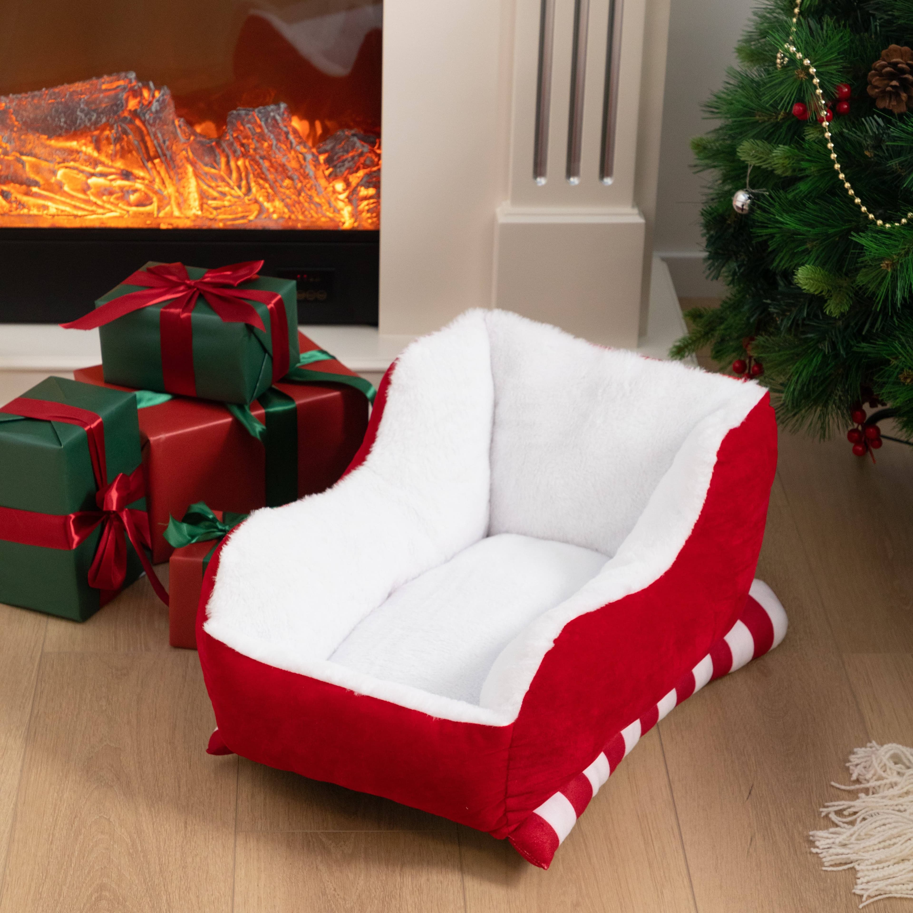 TEMU Bed, Red Velvet With Natural Faux Fur, Indoor And Outdoor Dog Bed, Cat Bed, Holiday-themed Pet Bed, Breathable And Bed, Kitten Bed, Washable And Durable, Pet Gift, For Valentine's Day