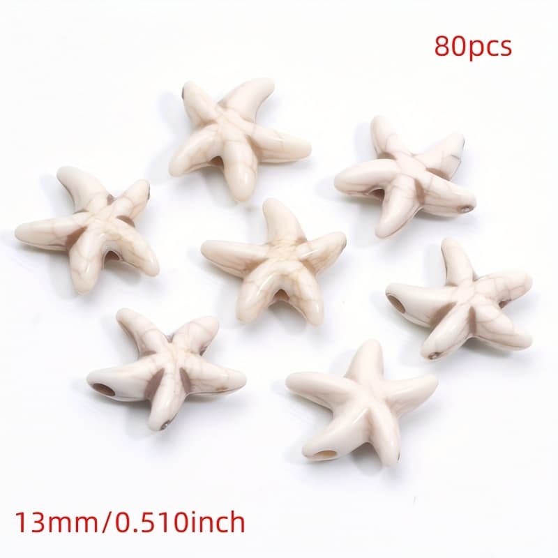 TEMU 80pcs Of 13mm Cracked Acrylic Starfish Beads For Necklace Pendants And Decorations