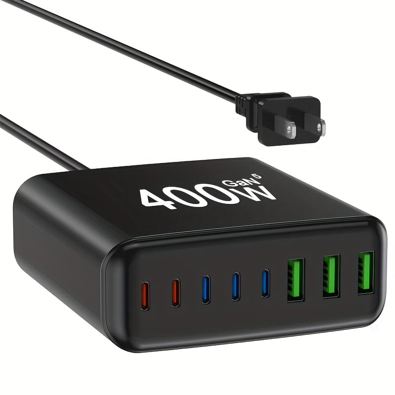 TEMU Usb C Charger Block, 400w 8-port Desktop Charging Station, 65w Laptop Charger