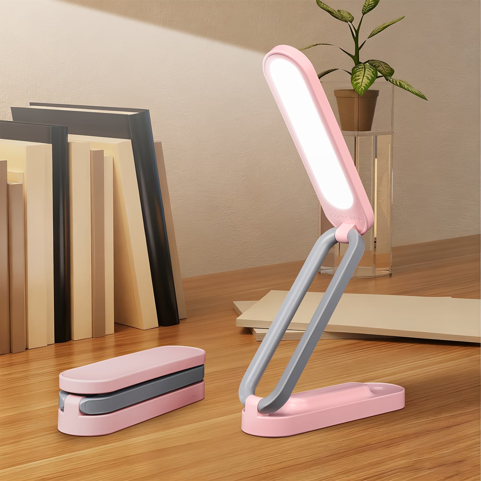 TEMU 1pc/led Portable Lamp, Rechargeable 3-foldable, Easy Carry, 3-level Dimmable, Usb-charged Study Light, Dorm/bedroom/bedside Use, Office/home/study, Creative & Valentine's Gift, Valentine's Day