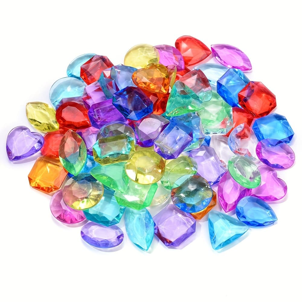 TEMU 30pcs Transparent Mixed Color Acrylic Imitation Crystal Gemstone Non-porous Decorative Beads For Jewelry Additions Wholesale Imitation Gemstone