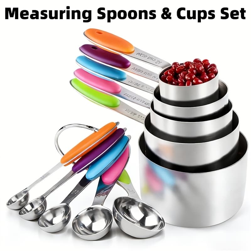 TEMU Measuring Spoon Set/measuring Spoons & Cups Set Stainless Steel Measuring Spoons, Suitable For Dry And Wet Ingredients, Baking Tools, Kitchen Small Tools, Kitchen Accessories, Father's Day Gift