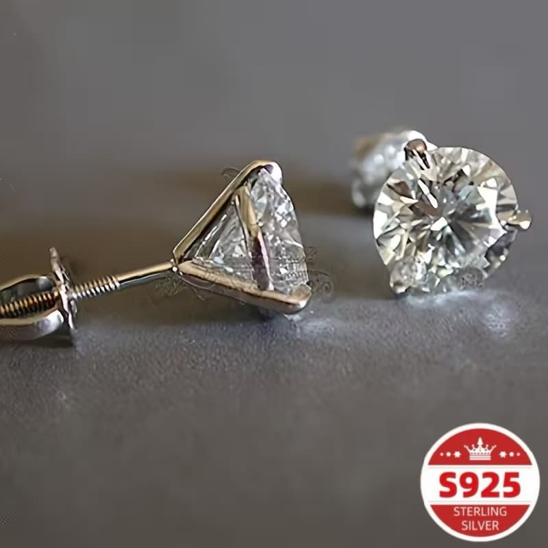 TEMU S925 Pure Silvery Women's Earrings Set With Synthetic Gemstones, Sparkling And , Niche Fashion, Suitable For Daily Wear On Holidays, Christmas, New Year's Day, Valentine's Day, Gift