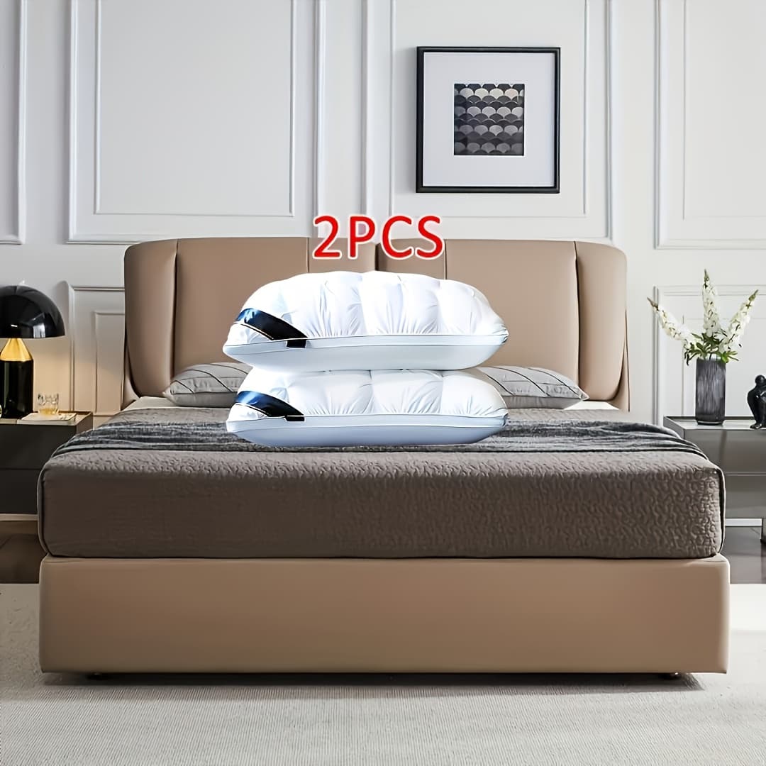 TEMU 1/2/4pcs | Deep Sleep Neck Support, , Non-sinking High Pillow Core, Hypoallergenic Polyester, With Cover, Cooling And Neck Pillow, Ideal Gift