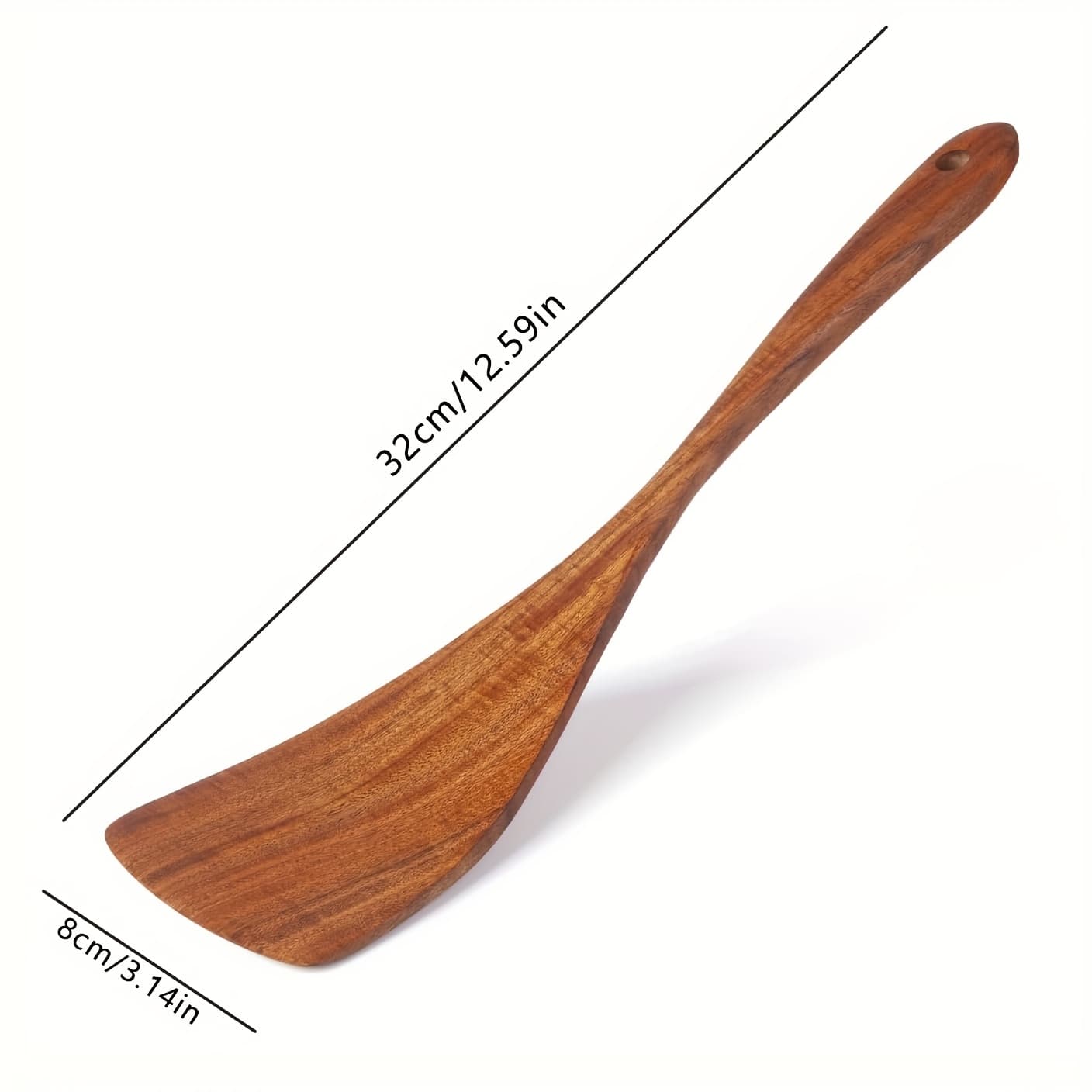 TEMU Premium Acacia Wood Spatula With Long Handle - , Flat Bottom & Serving