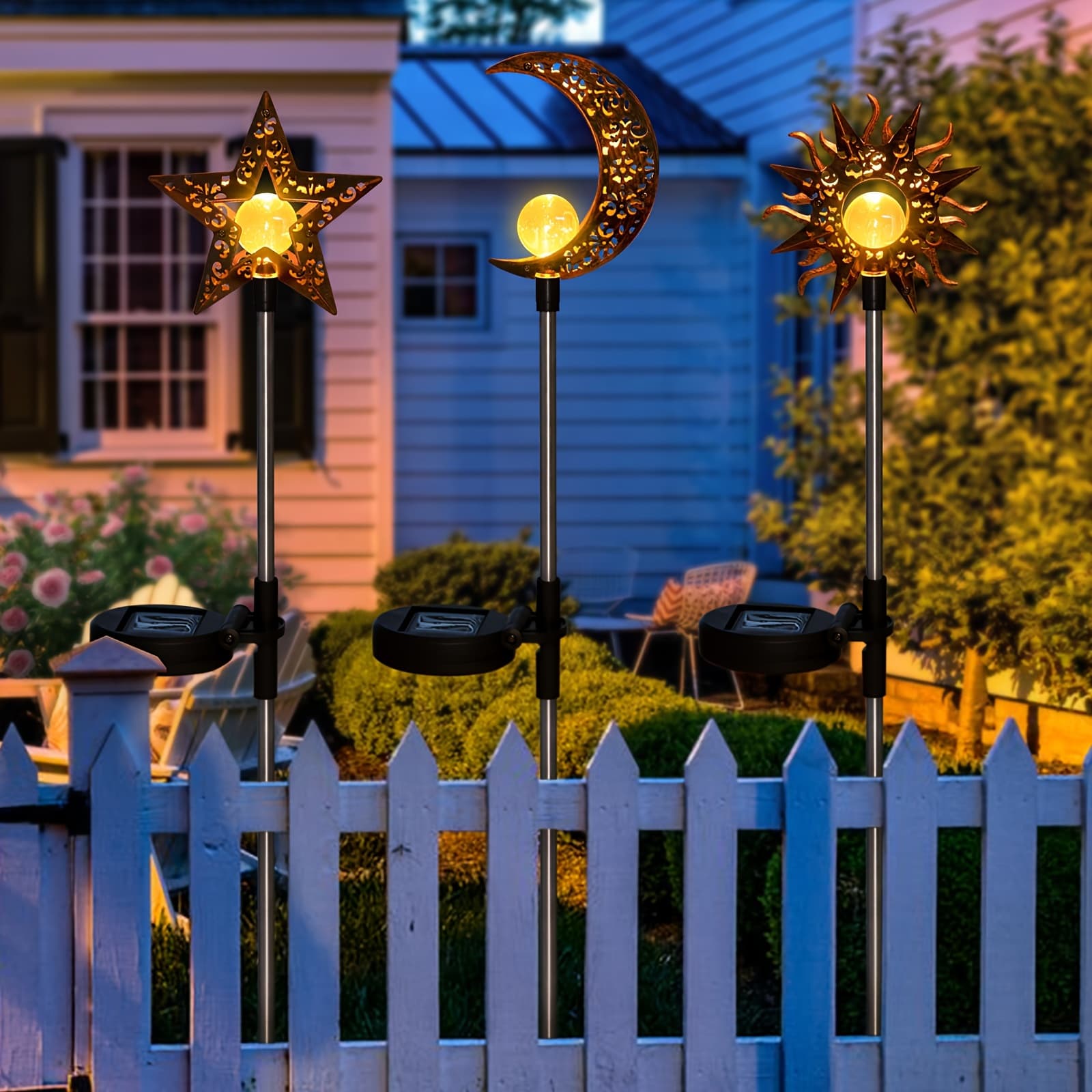 TEMU Tryme Garden Solar Light Outdoor Decorative, Moon Stake Ornament, Warm White Led For Pathway, Lawn, Patio, Yard Gardening Gift For Christmas, Thanksgiving, Halloween