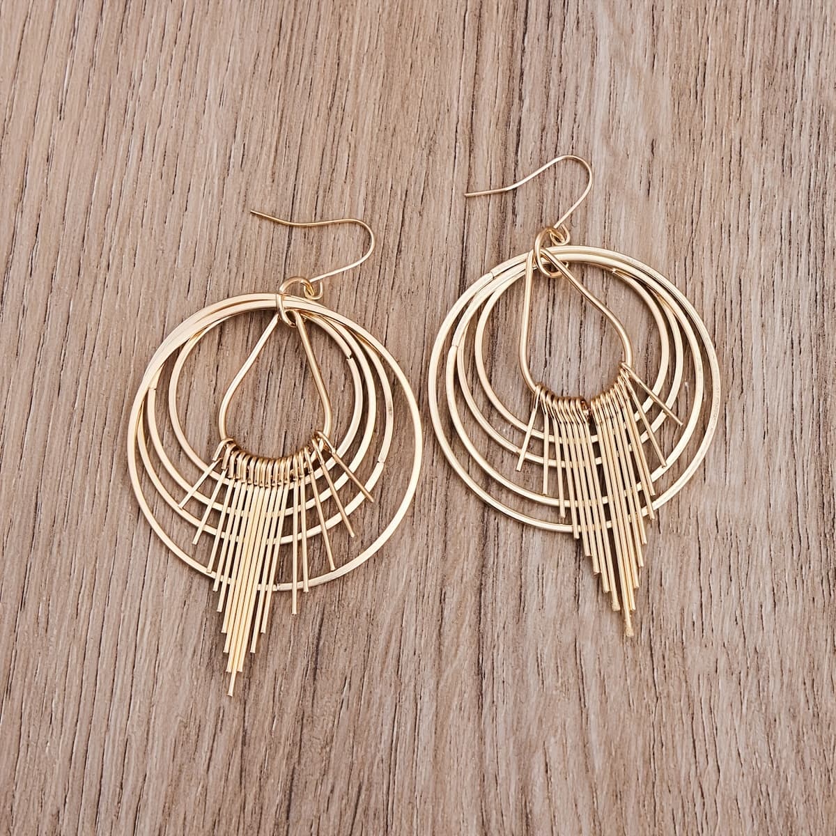 TEMU A Pair Of Round Hoop Earrings With Teardrop Tassel Design, Stylish Jewelry For Evening Parties And Gifts