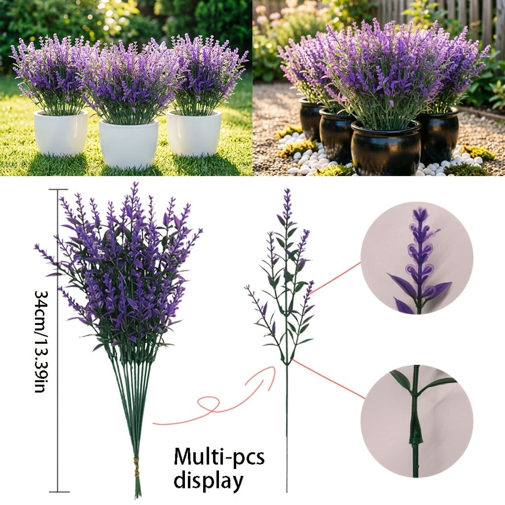 TEMU 20 Simulation Lavender Flowers | Durable Plastic Material, Suitable For Indoor And Outdoor/decoration, Home Decoration, Wedding, Valentine's Day, , Easter, Office, Desktop