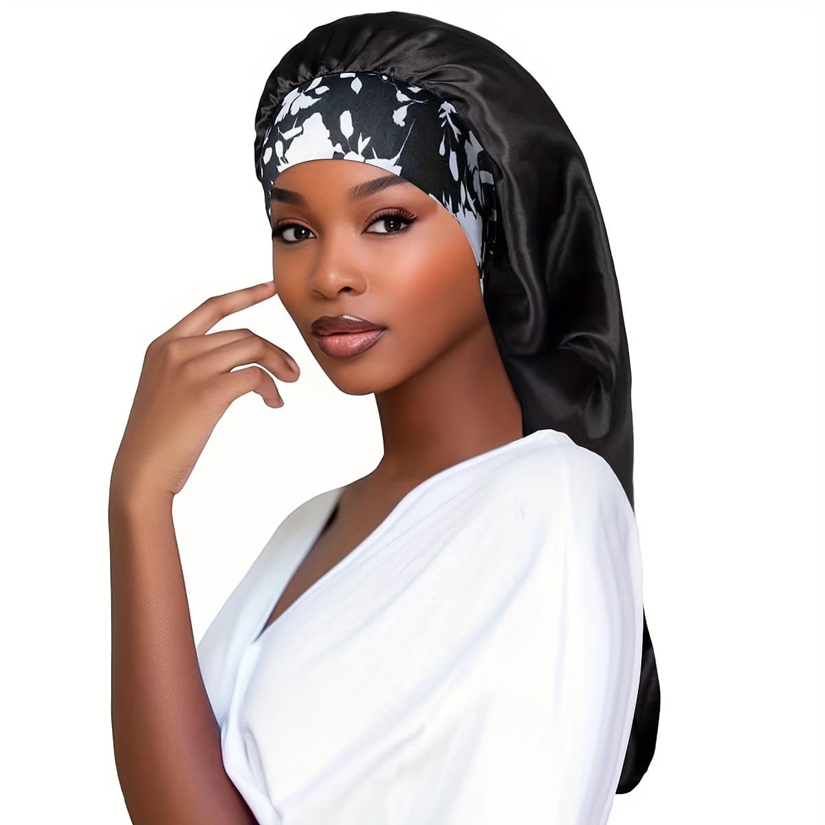 TEMU 1/2pcs Long Satin Bonnet Bonnet Hairs Bonnet For , Long Braids Bonnets Shower Caps, Reusable Adjusting Hair Care Wrap Sleep Caps For Women