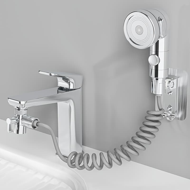 TEMU 1pc Faucet Extender, Washbasin, Pull-out Type, Hot And Cold Water, Hair Washing Showerhead, Divine Device, Basin, External Extension, Retractable For Shower Use For Shower Use
