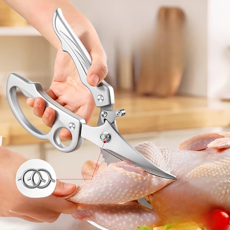 TEMU 1pc Scissors, Food-grade Stainless Steel, Powerful Cutting For Poultry /fish /hard Shells, Non-slip -saving Handle, Multi-functional Design, A Convenient Tool For Cooking And Food Preparation