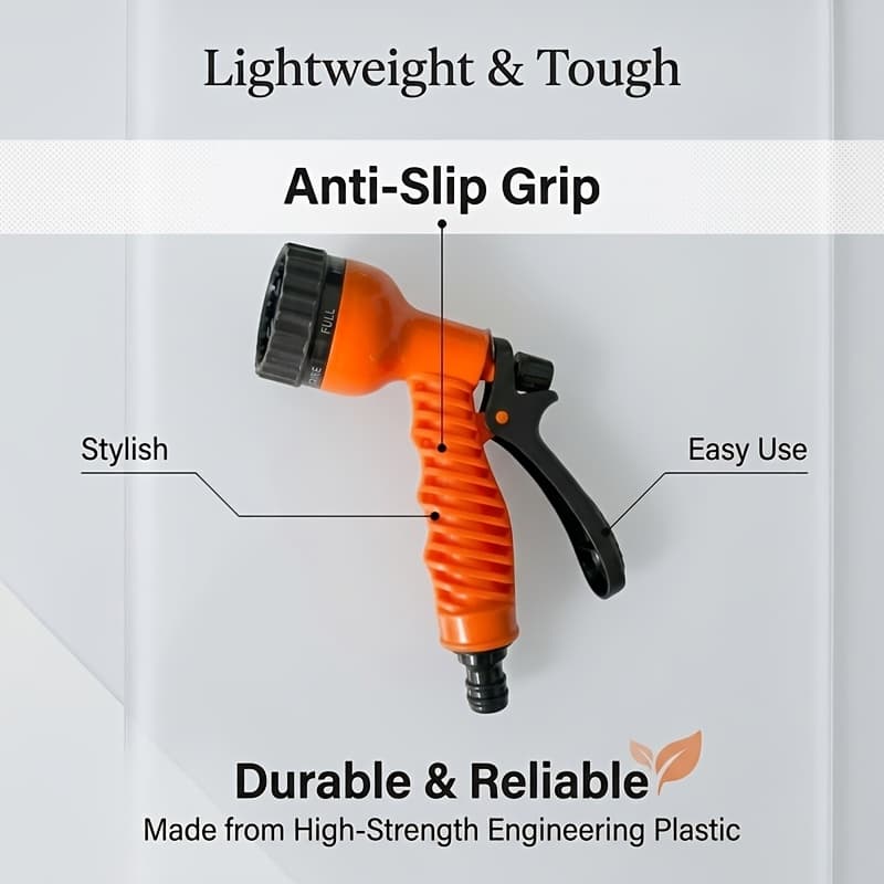 TEMU High-pressure Adjustable Nozzle Garden Hose Gun - Lightweight Durable Plastic Material, Ergonomic Grip, Fits Us/eu Hoses - Ideal For Lawn Care, Car Washing, And Outdoor Watering, Hose Nozzle