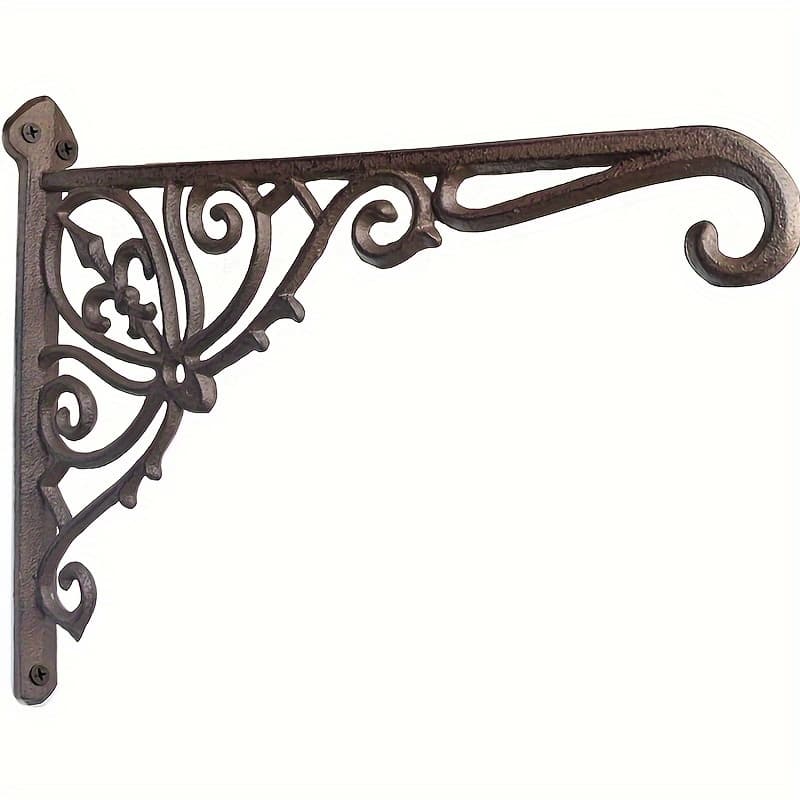 TEMU Metal Garden Hook - Wall-mounted Cast Iron Bracket For Indoor & Outdoor Plant Hanging, Lawn Care Essential