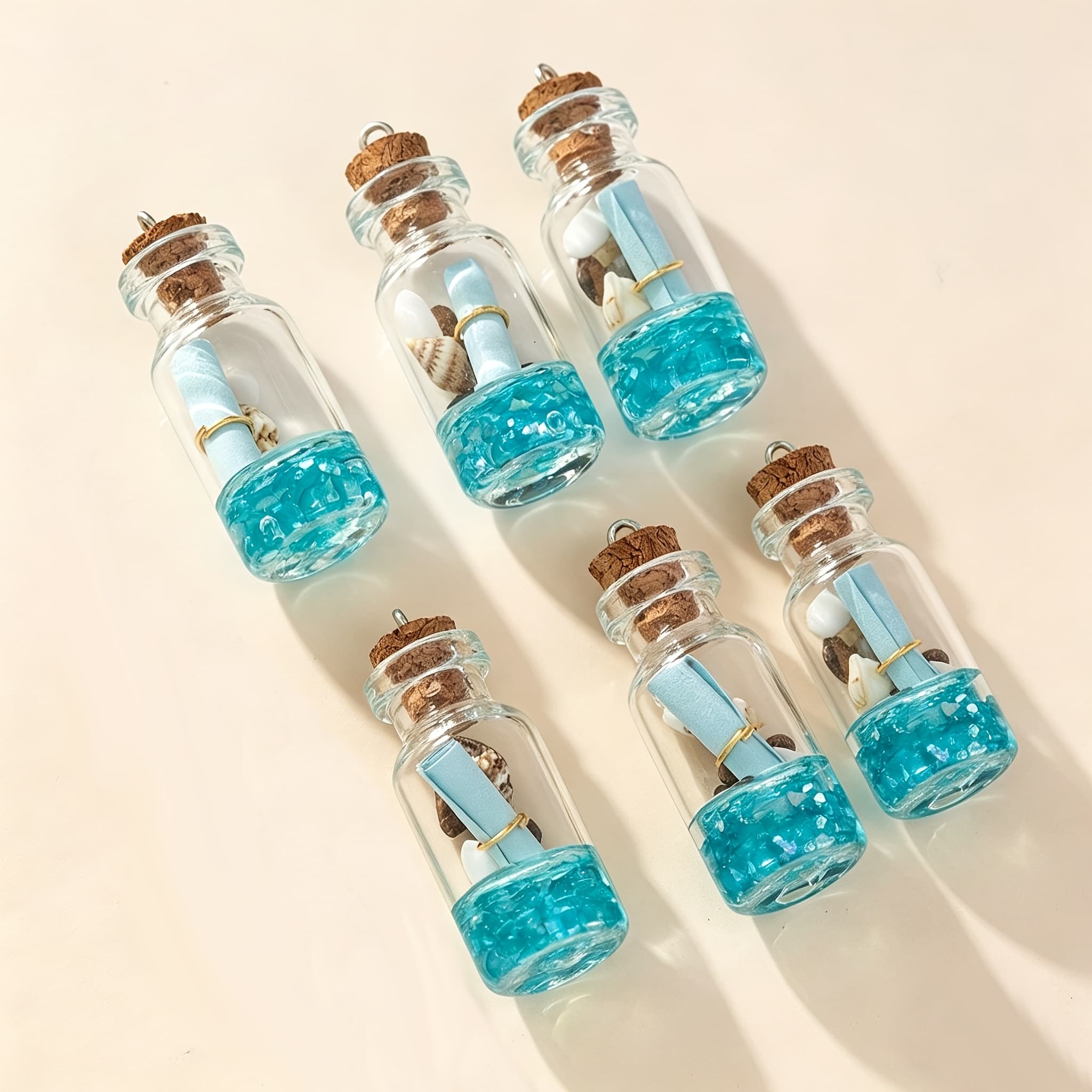 TEMU 6pcs Drift Glass Bottle Charms Wish Bottle Pendants For Jewelry Making Diy Handmade Necklace Earrings Accessories