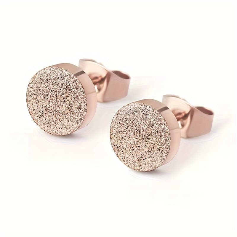 TEMU 2pcs Unisex Matte Fine Needle Stud Earrings, Stylish Stainless Steel, Hypoallergenic Earrings, Suitable For Daily Wear, Perfect Gift For Girlfriend